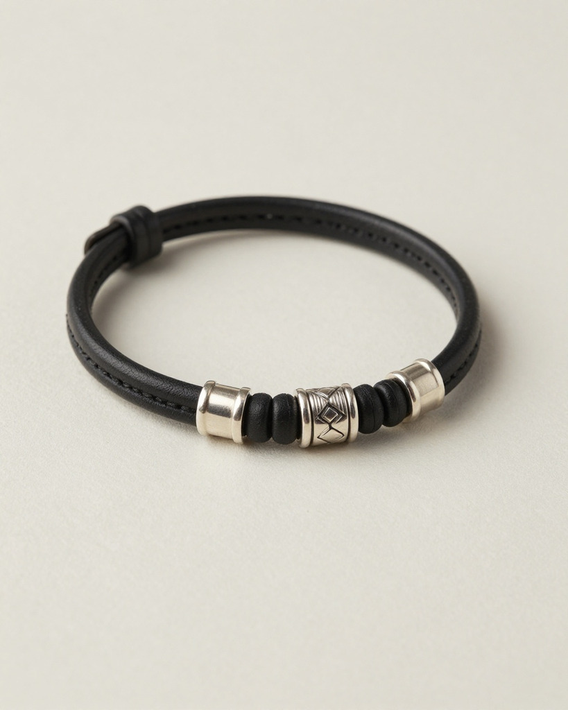 [DEMO] Milan Leather & Silver Bracelet — view 2