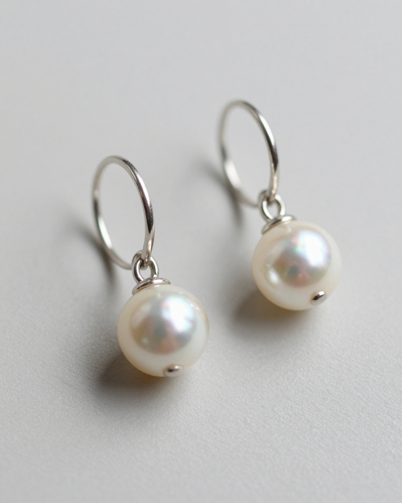 [DEMO] Antwerp Silver Pearl Drop Earrings — view 3