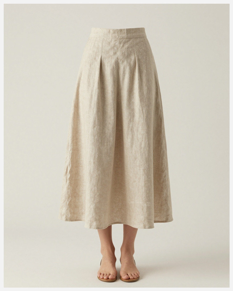 [DEMO] Bruges Linen Midi Skirt — Linen & hemp