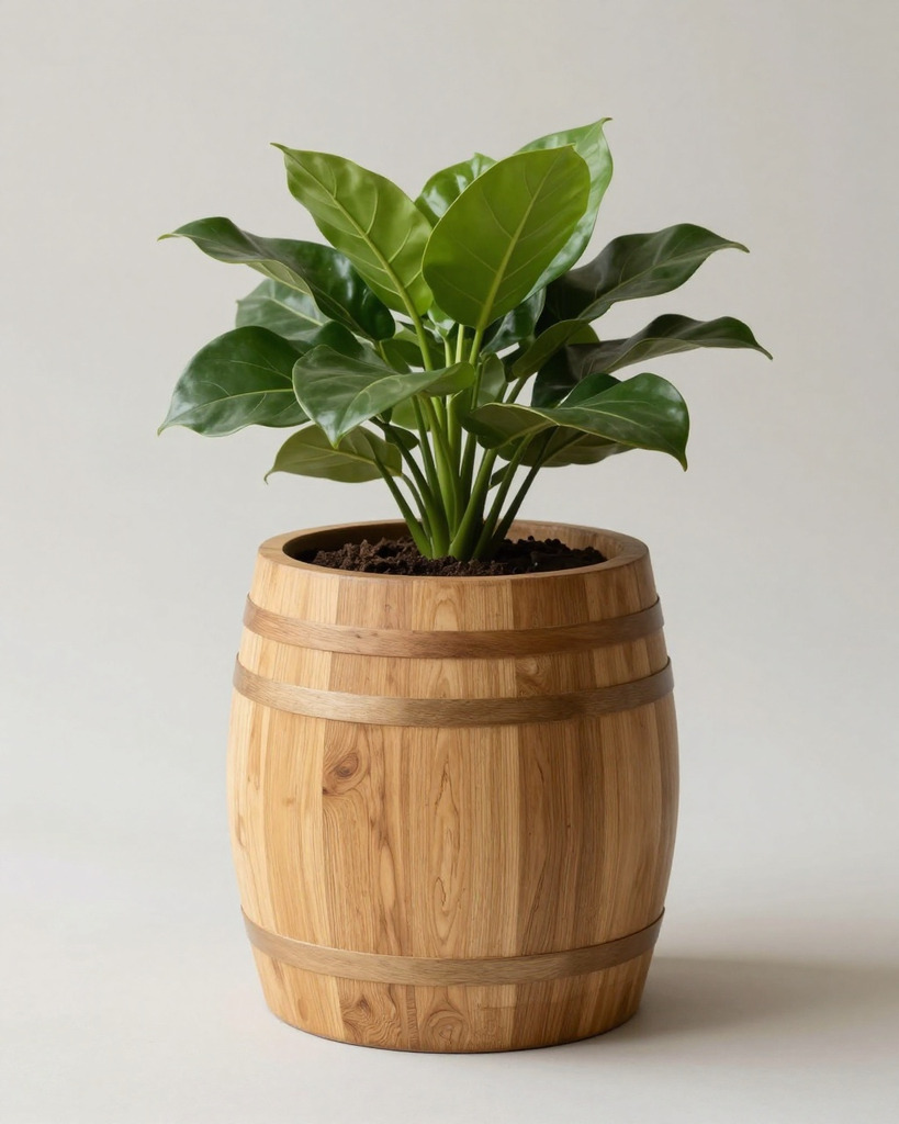 [DEMO] Nantes Oak Barrel Planter — view 2